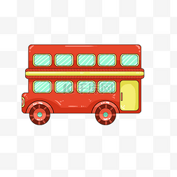 旅游车卡通图片_红色双层巴士插画