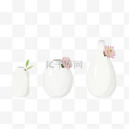 家居装饰小图片_手绘插画风格清新白色陶瓷小花瓶