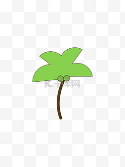 扁平椰子树图片_扁平化绿色植物椰子树元素设计