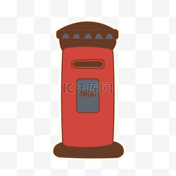 手机图标手绘图片_红白蓝英伦风格红色邮筒手绘手账
