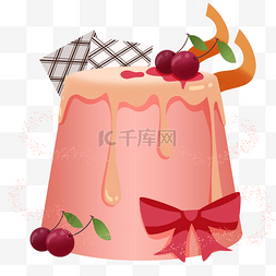 粉色的樱桃蛋糕插画