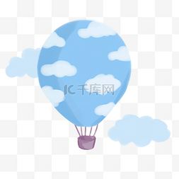 可爱插画白云图案热气球