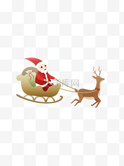 圣诞老人骑雪橇图片_卡通剪纸风骑着雪橇的圣诞老人设