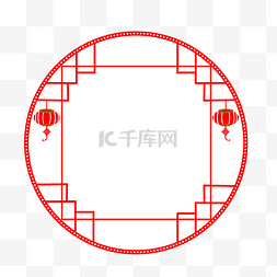 中国风古典红边框图片_中国风红色矢量古典圆窗小轩窗造