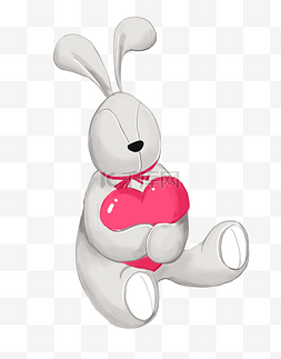 兔子灰卡通图片_一只手绘的卡通小灰兔