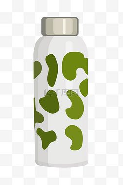 绿色花纹瓶子插画