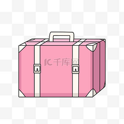 手绘粉色行李箱插画