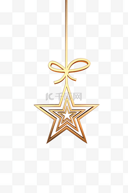 平面海报装饰配图图片_圣诞节精致金属星星装饰
