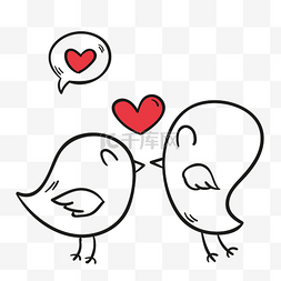 情人节爱心卡通小鸟装饰图案