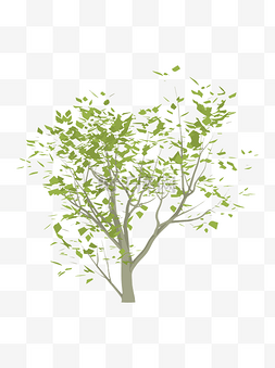 简约扁平手绘风树木绿色植物元素