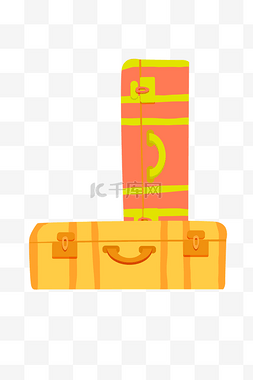 彩色手提箱图片_手绘橘黄色行李箱
