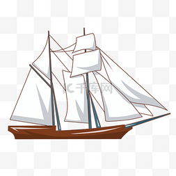 手绘白色帆船插画