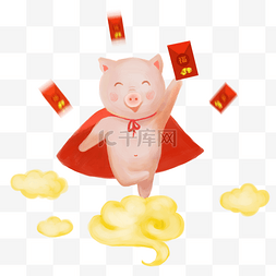 新年云腾图片_春节喜气洋洋小猪形象
