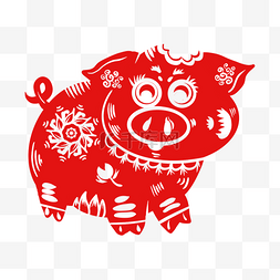 新年手绘剪纸猪