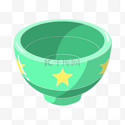 黄色的五角星图片_手绘绿色圆形小碗