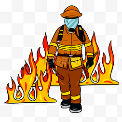 普及消防知识图片_手绘英勇的消防员插画