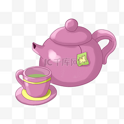 茶杯中国风图片_紫色茶壶茶杯 
