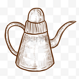 水壶茶壶图片_线描保暖水壶