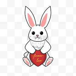 红色小爱心图片_情人节爱心小兔子插画