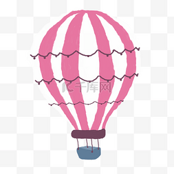 手绘粉色热气球图片_粉红色热气球插画