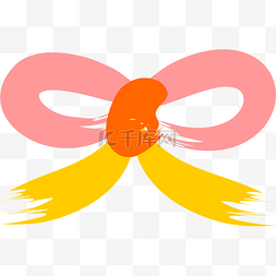 水彩平面设计图片_粉红黄水彩抽象蝴蝶结