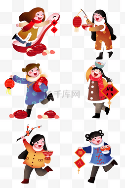 节日欢乐人物图片_手绘腊八节人物插画