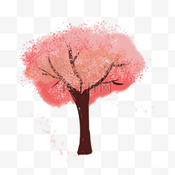 樱花树矢量图片_矢量手绘粉色樱花树