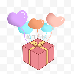 礼物气球装饰图片_彩色的气球飘礼盒