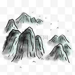 中水墨山水图片_水墨画的山水免抠素材