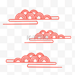 手绘中国风红色云纹免扣素材