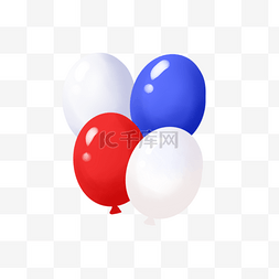红白蓝气球图片_红白蓝手绘气球束