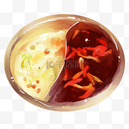 美味的鸳鸯火锅插画