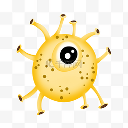 细菌插画图片_黄色圆形细菌插画