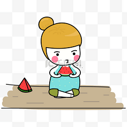 女孩坐在地上图片_女孩坐在地上吃西瓜