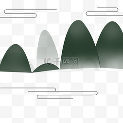 手绘中国风图图片_手绘中国风创意山脉免抠图
