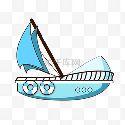 蓝色的帆布图片_蓝色的帆船装饰插画