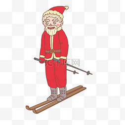 圣诞老人滑雪图片_圣诞节手绘圣诞老人滑雪