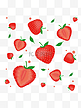 手绘漂浮下落草莓