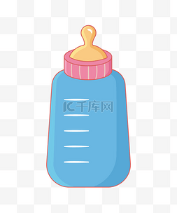黄色奶瓶图片_蓝色的婴儿奶瓶插画