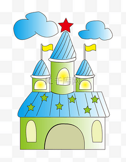 梦幻儿童城堡插画