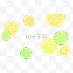 卡通手绘夏季水果柠檬橙子片