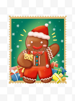 手绘冬季庆祝圣诞姜饼人宠物可爱
