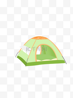 卡通绿色帐篷露营元素设计