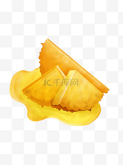 水果沙拉海报内图片_手绘小清新插画水果食物菠萝