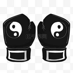 拳击可爱图片_黑色的拳击手套插画