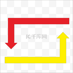 黄色方向箭头图片_红色黄色循环箭头插画