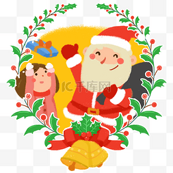 圣诞礼物铃铛图片_圣诞节圣诞老人圣诞礼物卡通手绘