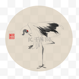 中国风古典水墨花鸟古风矢量图