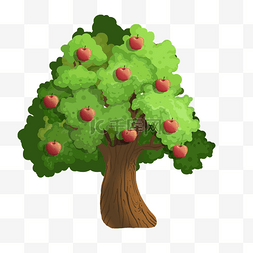 手绘树木卡通树木图片_卡通绿色的苹果树