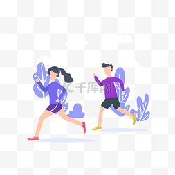 运动健身跑步男女素材